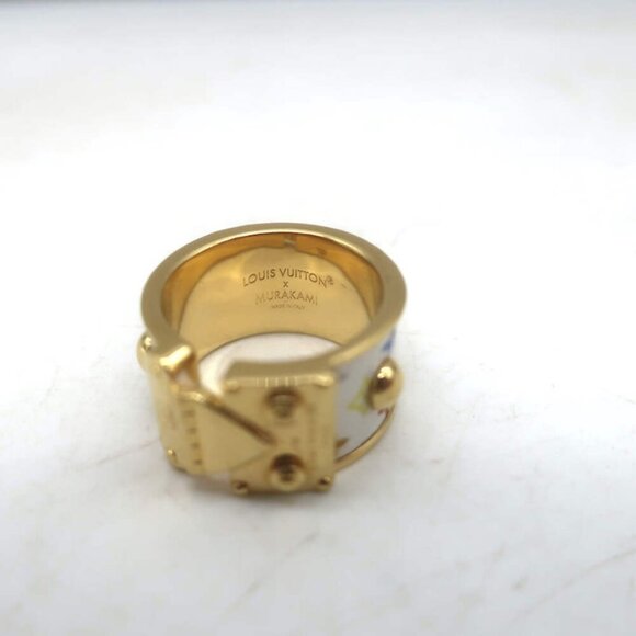 Louis Vuitton x Takashi Murakami S-Lock Ring White Coated Canvas Size 5 NEW - Picture 8 of 9